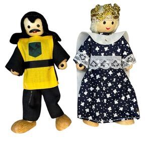 Sweden Butticki Wooden Doll 2 Figures‎  Handmade`~ Folk Art Style